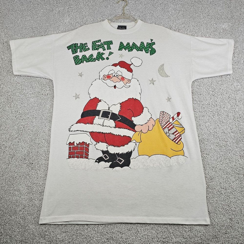 VTG‎ 90s Kick's Single-Stitch Christmas T-Shirt Santa Parody Graphic 2XL USA
